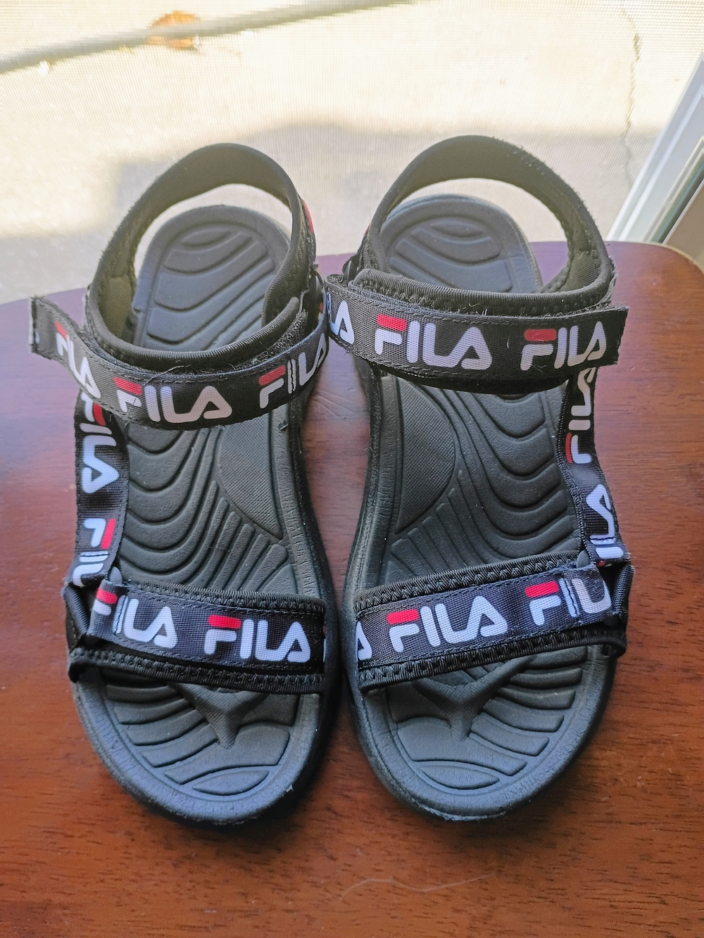 FILA Kids Black Sandals with Branded Strap